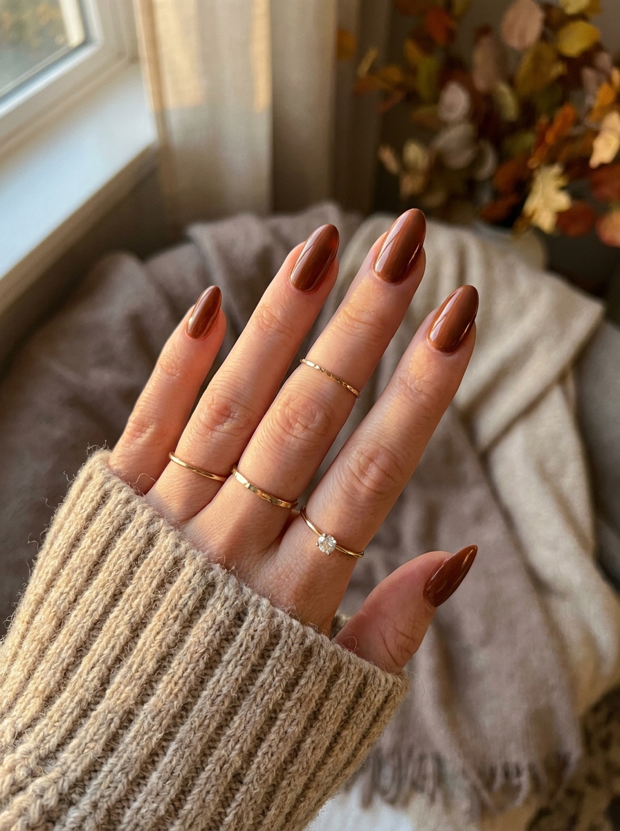 Chestnut Brown Almond Nails als Almond Fall Nails Inspiration 2026